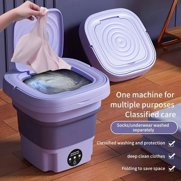 Portable Mini Washing Machine 2.11Gal, 3 Cleaning Modes for Underwear Travel RV, Compact for Apartment Camping, Mother's Day Gift