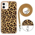 thumbnail image 5 of Slim Fit Case for iPhone 12, Luxury Pattern Adjustable Crossbody Lanyard Shoulder Neck Strap Clear Design Case for Women Girl Teen Silicone Soft for iPhone 12, Leopard, 5 of 7