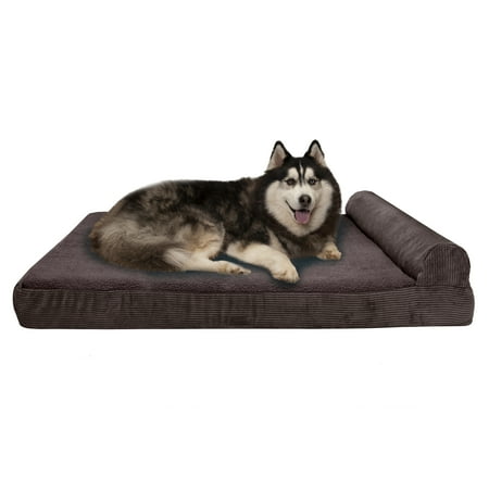 FurHaven Pet Dog Bed | Cooling Gel Memory Foam Orthopedic Faux Fleece & Corduroy Lounge Pet Bed for Dogs & Cats, Dark Espresso, Jumbo Plus