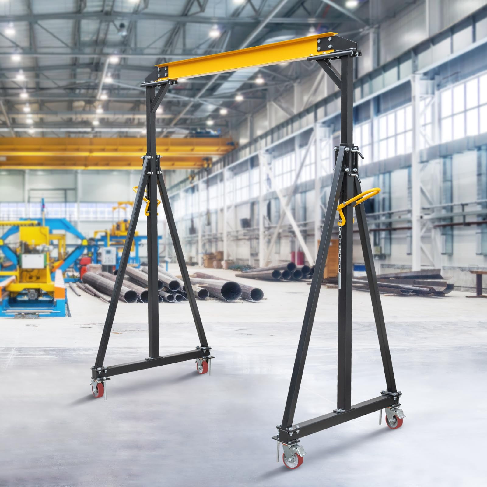 Yeshouse 2 Ton Adjustable Gantry Crane – Portable Overhead Hoist 4400 lbs Capacity, 97"–141" Height Range for Warehouse, Factory, Construction & Auto Repair