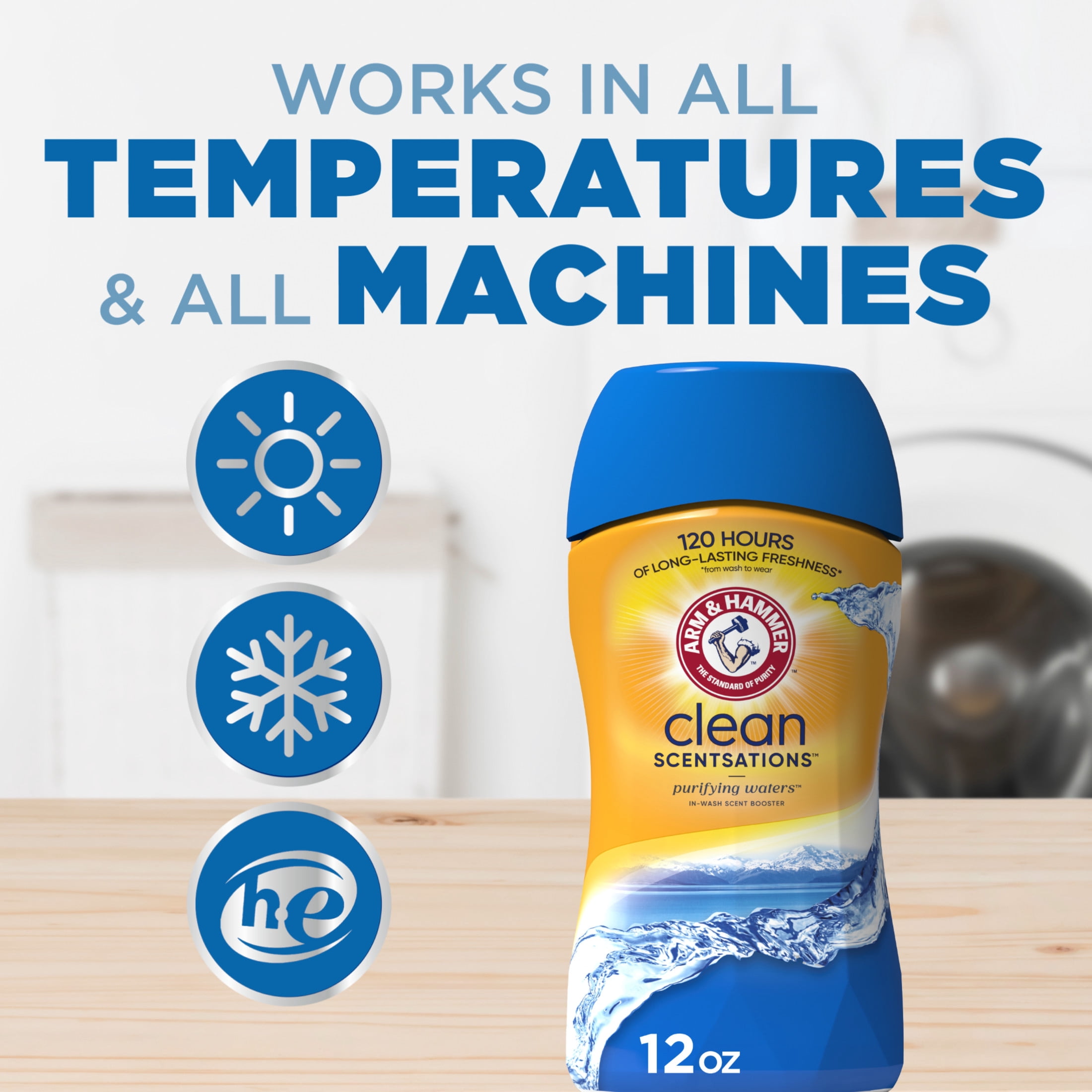 ARM & HAMMER Clean Scentsations In-Wash Scent Booster, Laundry Scent Booster Purifying Waters scent, 12 Oz