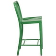 thumbnail image 3 of 24'' High Green Metal Indoor-Outdoor Counter Height Stool with Vertical Slat Back, 3 of 9