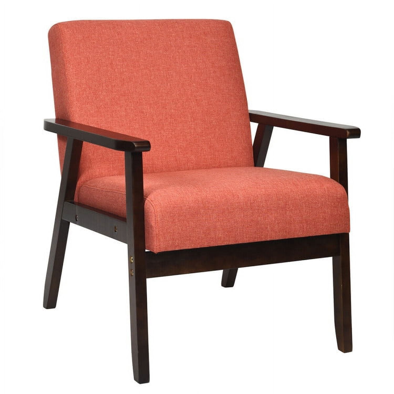 Finihen Mid-Century Modern Accent Chair, Retro Fabric Armchair, Solid Rubber Wood Fabric Accent Armchair, for Living Room, Orange Finihen Mid-Century Modern Accent Chair, Retro Fabric Armchair, Solid Rubber Wood Fabric Accent Armchair, for Living Room, Orange