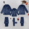 thumbnail image 6 of Inglocry 2026 Family Christmas Pajamas Matching Sets - Silk Satin Xmas Pjs, Long Sleeve Holiday Casual Sleepwear, Fall Winter Loungewear Navy Blue 160, 6 of 7