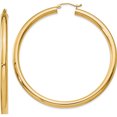 thumbnail image 1 of 14K Yellow Gold Polished 4mm Tube Hoop Earrings (60 X 4) Made In Peru t954, 1 of 6