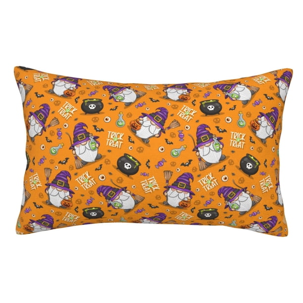 Fotbe Halloween Witches Gnome Funda de Almohada Decorativa Estilo Occidental, Lujo en Algodón, Fundas para Almohadas King, Cojín Estampado para Decoración del Hogar-20"x30"