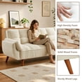 thumbnail image 5 of MIKIBAMA 75" Beige 3 Seat Linen Convertible Futon Sofa Bed Tufted Design Adjustable Backrests With Solid Wood Legs for Small Spaces, 5 of 7