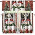 thumbnail image 2 of Cute Snowman Christmas Curtains for Living Room 36 Inch Window Curtains Rod Pocket Curtains for Kitchen Bedroom, 3 Panels, 2 of 6