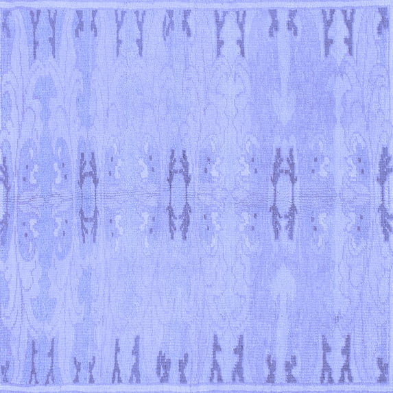 Ahgly Company Machine Washable Indoor Square Abstract Blue Modern Area Rugs, 4' Square