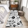 thumbnail image 4 of 2'x6' Rug Runners for Hallways Kitchen, Vintage Flowers Non Slip Entryway Beside Floor Carpet Runner, Black White Farmhouse Floral Plants Washable Laundry Room Bedroom Throw Rugs Mat for Family Pet, 4 of 8