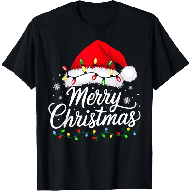 Camiseta de Mujer Navideña Divertida con Luces de Navidad y Familia para Adolescentes y Niños
