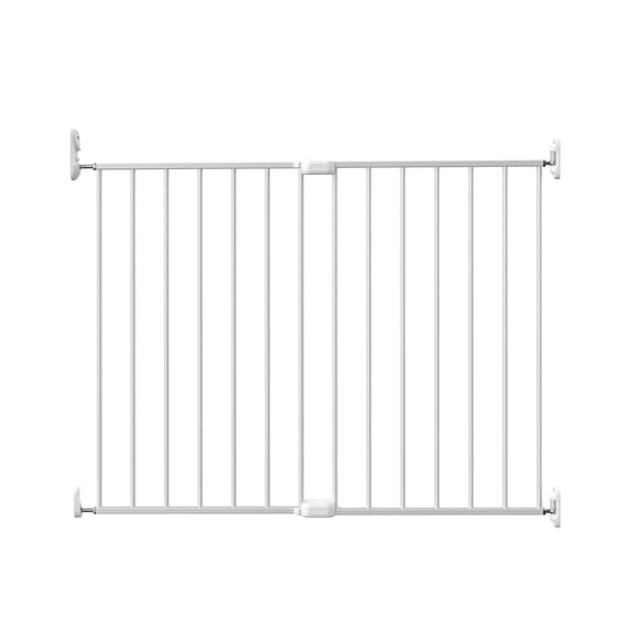 Adjustable Pet Safety Swing Gate, Hardware-Mounted Metal Gate for Stairs and Doorways, Secure Latch for Pets (White, 24"-40.5" W x 28.75" H)