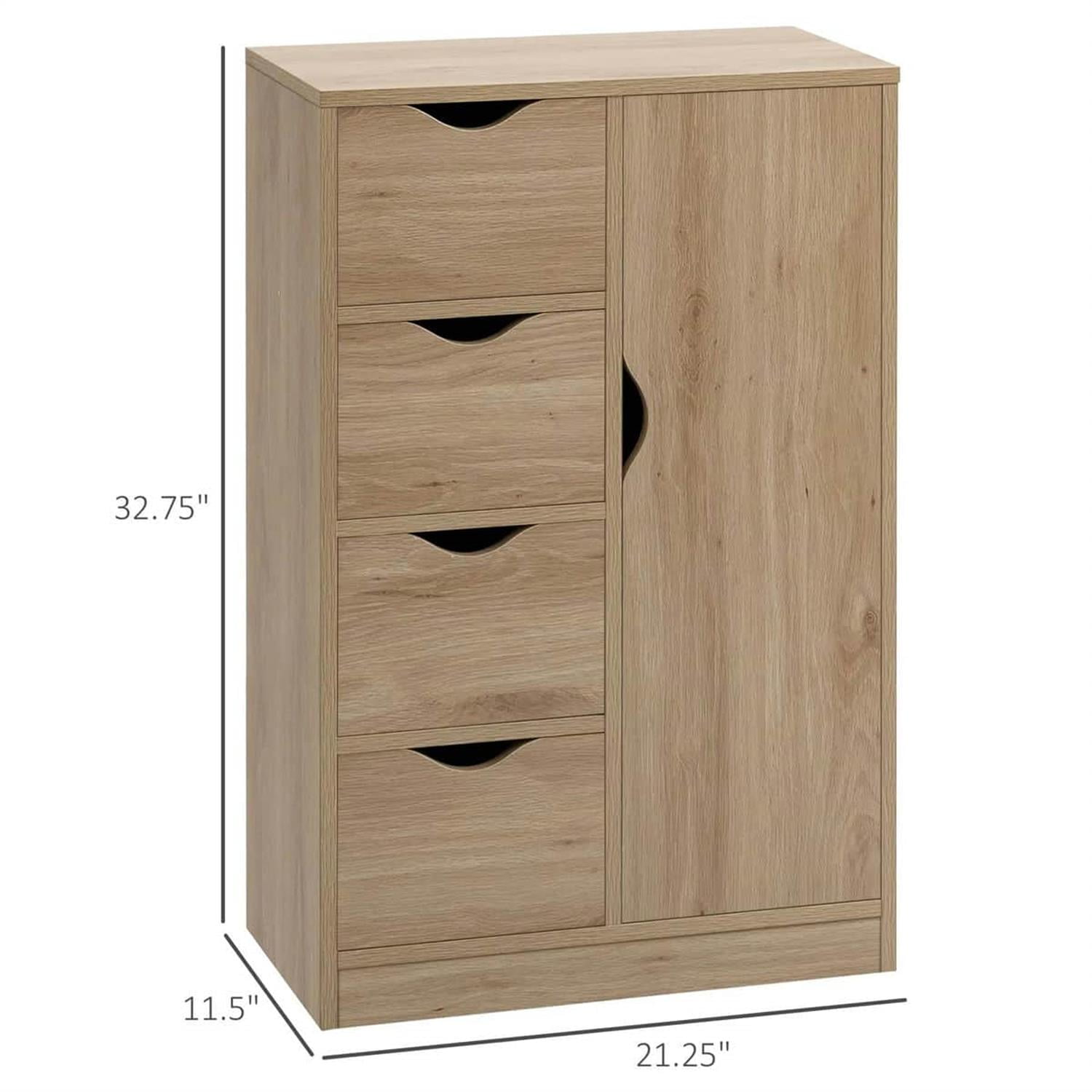 Demi Bonn 32" Freestanding Storage Cabinet, Modern 4-Drawer Bathroom Floor Cabinet, Space-Saving, Brown