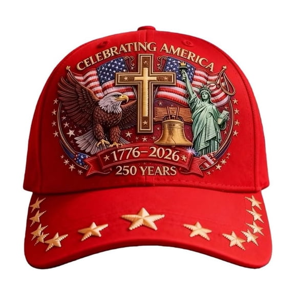 Eagle & Liberty & Cross United States 250th Anniversary Hat, United States 250th Anniversary Adjustable Baseball Cap