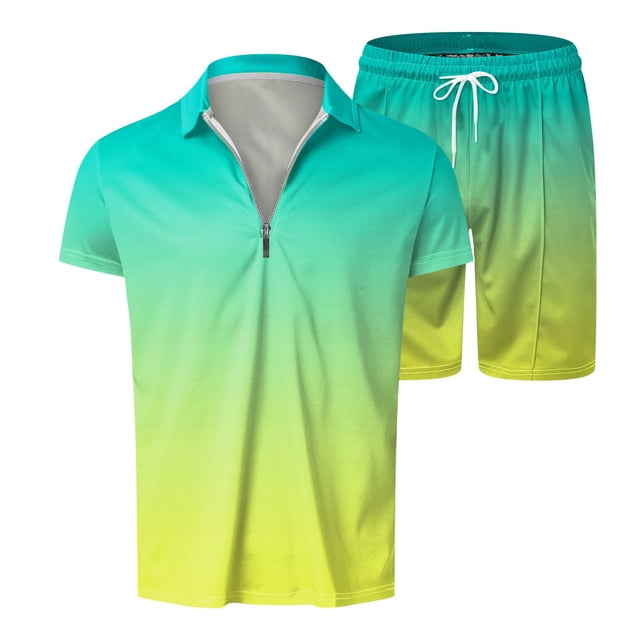 OJinShaWanO Vintage Veste de Course pour Hommes Printemps et Été Imprimé Lettre Manches Courtes Col Rond T-Shirt Mode Deux Pièces
