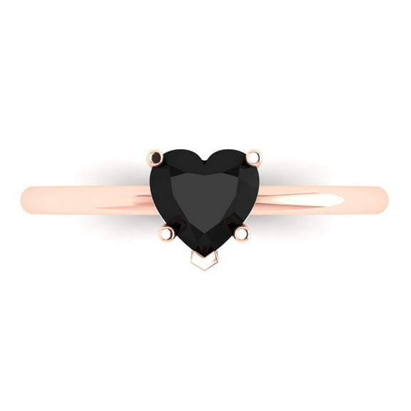 Clara Pucci 14K Rose Gold 1.25ct Onyx Solitaire Ring for Women