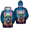 thumbnail image 3 of Hippie French Bulldog Portrait oil painting Watercolor Tie-dye Vintage All Over Print 3D Hoodie Unisex Merch Hoodies Dog Lover Gifts - 00015, 3 of 6
