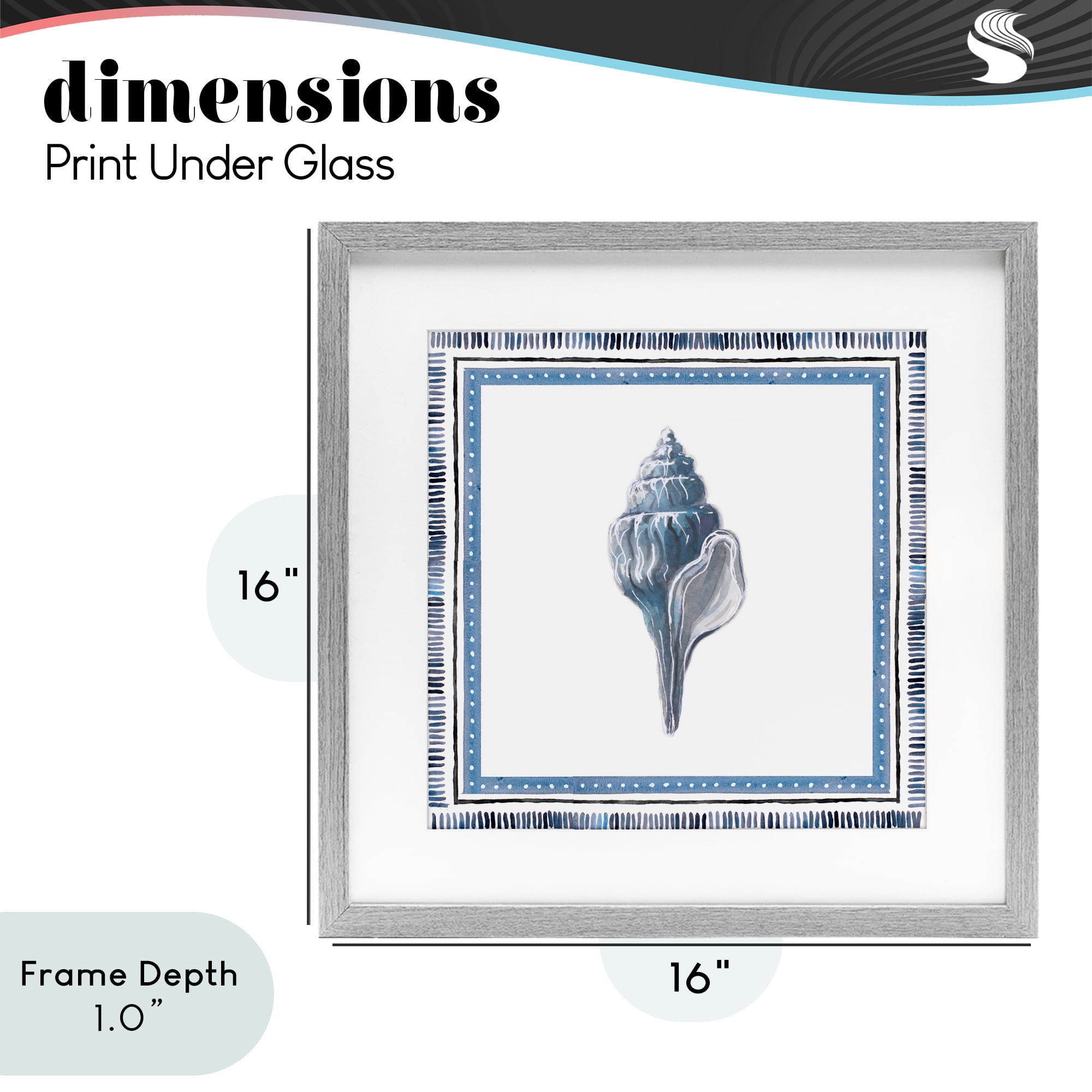 Stupell Industries Soft Blue Conch Shell Gray Framed Print Under Glass, design by Lanie Loreth