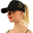 thumbnail image 1 of LAICAIW Ponytail Baseball Cap Messy High Bun Adjustable Mesh Trucker Sun Hat for Women, 1 of 5