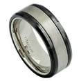 thumbnail image 2 of Men Women Titanium Wedding Band Ring 8mm Brushed Center Black Ceramic &nbsp;Beveled Edge Ring, 2 of 3