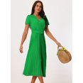thumbnail image 2 of DARING DIVA Wrap V Neck Flowy Pleated Midi Dress M Green, 2 of 6