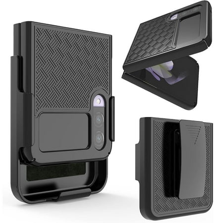 Combo Shell Case with Holster Belt Clip for Samsung Galaxy Z Flip 4 - Black
