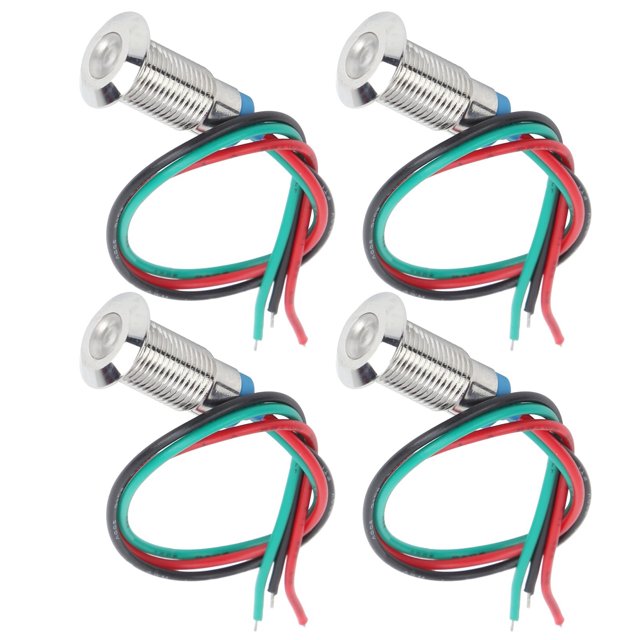 Common Cathode LED, Industrial Control Components Waterproof 2 Color Indicator 4 Set Metal Metal LED Indicator Light For Automotive Industry Home Use Red And Green