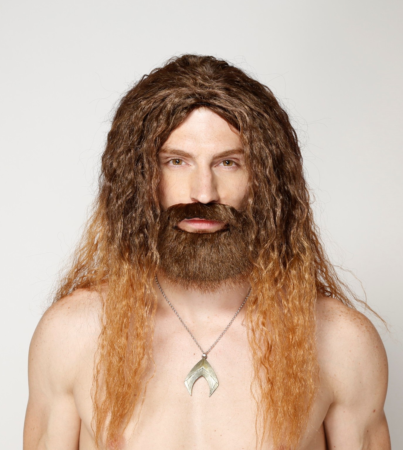 Aquaman Wig & Mustache Water Line Man (Wig Plus Beard)