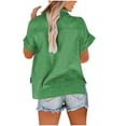 thumbnail image 4 of Mittory Women's Casual Short Sleeve Button Down Shirts Cotton Blouses V Neck Casual Tunics Solid Color Tops, 4 of 6