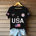 thumbnail image 2 of Womens Shirts Gsakboxl Women Trendy V Neck Patriotic Tee 250th Anniversary American Flag Print Short Sleeve Fashion Casual Graphic T Shirt Ideal For Young Daily Holiday Womens Summer Tops L, 2 of 5