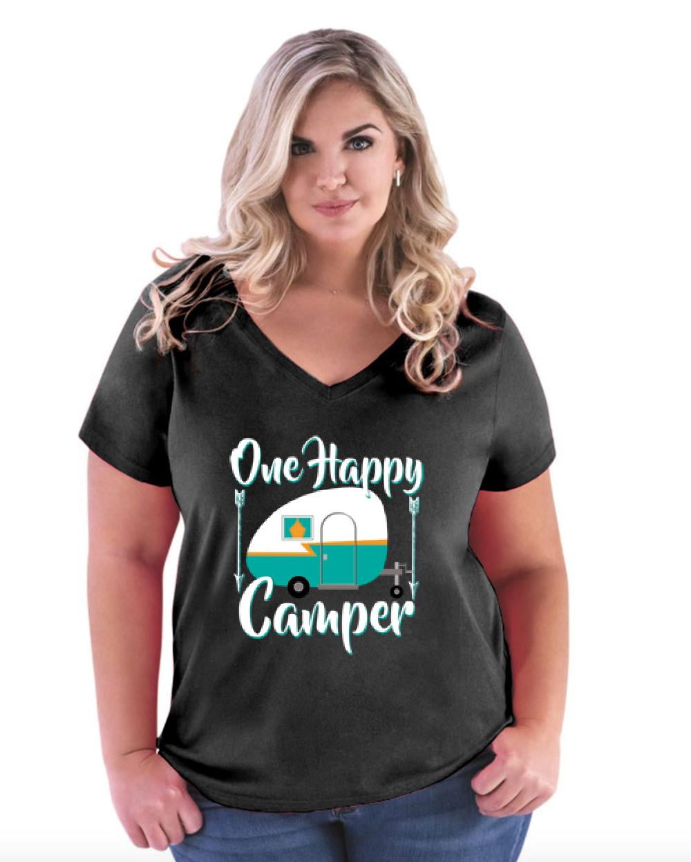 Artix Womens and Womens Plus Size Camping One Happy Camp Curvy VNeck
