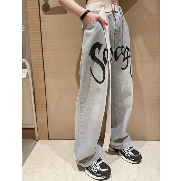 Girls'Fashion Jeans Elastic High Waist Wide Leg High Waist Denim Pants Teen Girl Clothes Justice Girls Clothing 10-11 Years Girls Fashion
