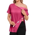 thumbnail image 2 of Post Surgery Shirts for Women with 2 Shoulder Half Zippers Chemo Port Shirt Side Tear Away Adaptive Clothing Pink 3XL, 2 of 9