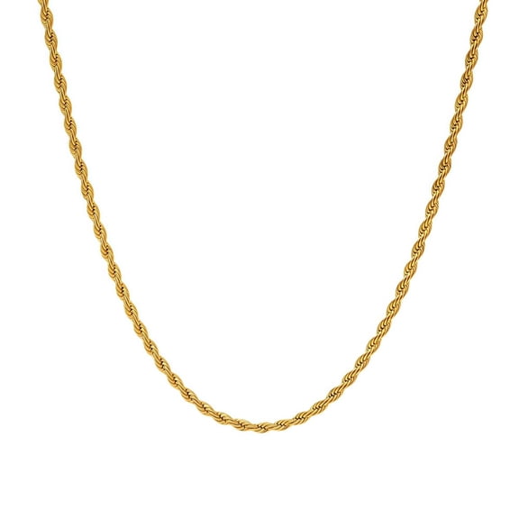 10K Yellow Gold Polished Rope Chain Necklace 2mm 24 Inch Unisex