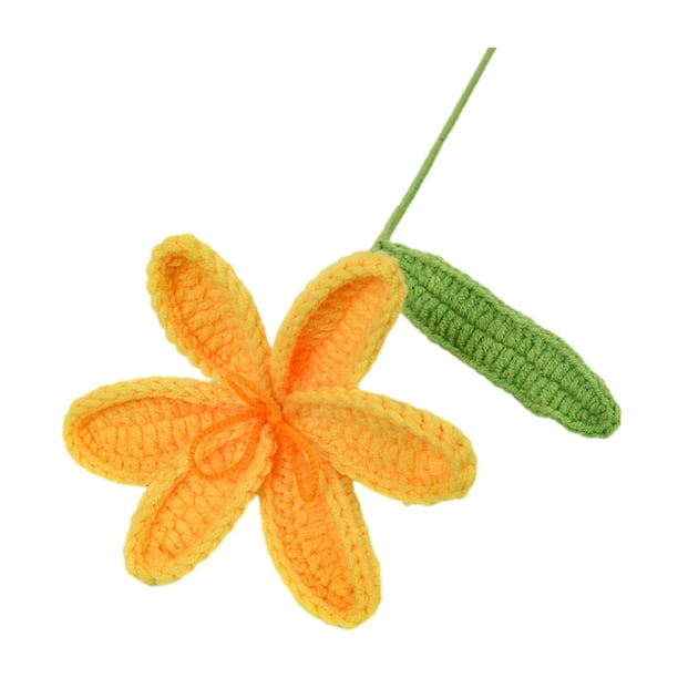 Tulipán de ganchillo con tallo y hoja, adorno floral de hilo para tejer a mano, regalo para el Día de la Madre, cumpleaños y Navidad.