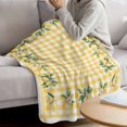 thumbnail image 3 of Yellow Lemons Blanket Soft Cozy Warm Throw Blanket for Couch, Plush Fuzzy Flannel Fleece Blankets for Sofa, Floral Wreath Leaves Buffalo Plaid Bed Blankets Lightweight Gifts for Women, 50"x80", 3 of 9