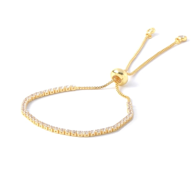 Sparkling 18K Gold Plated Tennis Bracelet with Cubic Zircon Inlay - Perfect Hand Jewelry for Women and Girls