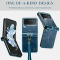 thumbnail image 4 of KONEE Phone Case Compatible with Samsung Galaxy Z Flip 4 5G,Leather Case PU Leather Flip Phone Case with [ Wrist Strap ], Foldable Phone Case for Samsung Galaxy Z Flip 4 5G Case - Blue, 4 of 6