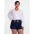 thumbnail image 2 of Scenario Women's and Women's Plus Smocked Neck Top with Lace Inserts, Sizes XS-4X, 2 of 6