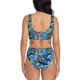 thumbnail image 3 of Wukai Hawaiian Style Women's Bikini Set Two Piece,wimsuit High Waisted V Neck Twist Front Adjustable Spaghetti Straps Bathing Suit-Small, 3 of 7