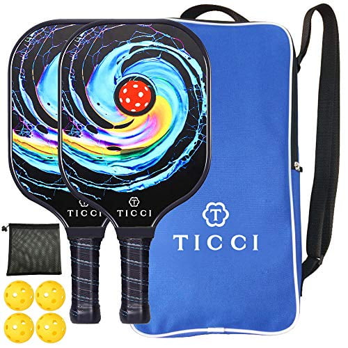 TICCI Pickleball Paddle USAPA Approved Set 2 Premium Graphite Craft Rackets Honeycomb Core 4 Balls Ultra Cushion Grip Portable Racquet Cover Case Bag Gift Kit Men Women Kids Indoor Outdoor 
