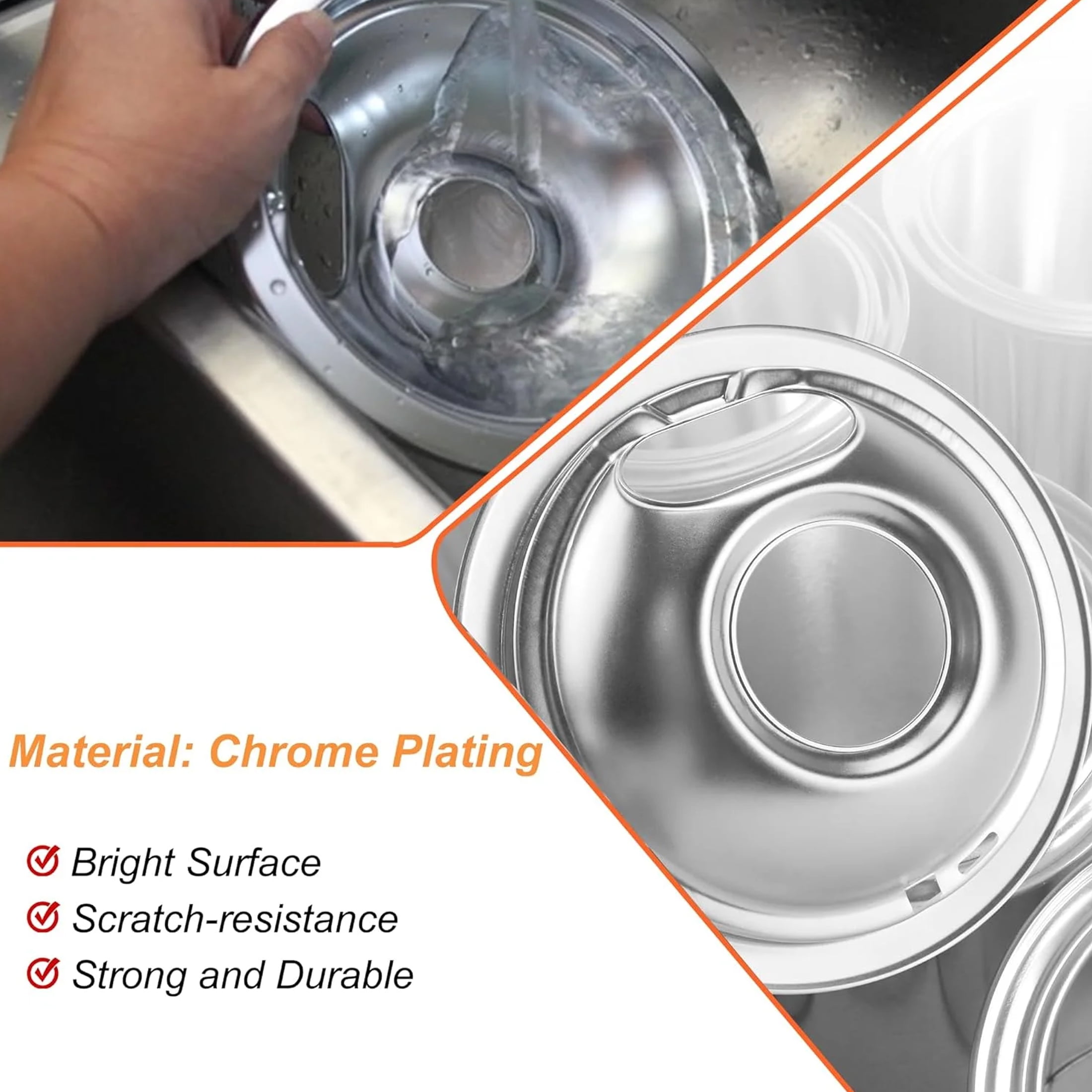 MP22YA Electric Range Burner Element Set & W10290350 W10290353 4 Pack Silver Drip Pans for Whirlpool Electric Range Stove (2 Pcs MP15YA 6" & 2 Pcs MP21YA 8")