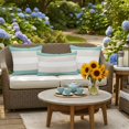 thumbnail image 5 of Turquoise Beige Stripe Outdoor Pillow Covers 18x18 Inch Throw Pillow Covers Set of 2 Waterproof Decorative Pillow Cases Modern Art Horizontal Striped Cushion Covers for Patio Furniture Garden Couch, 5 of 8