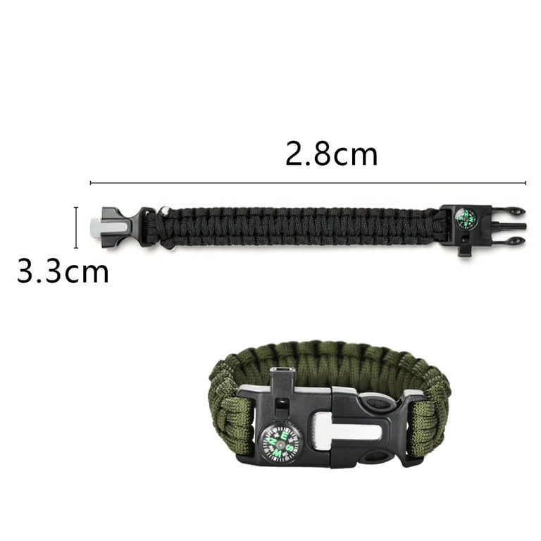 2 Pack Paracord Bracelet Survival Gear with Compass, Fire Starter