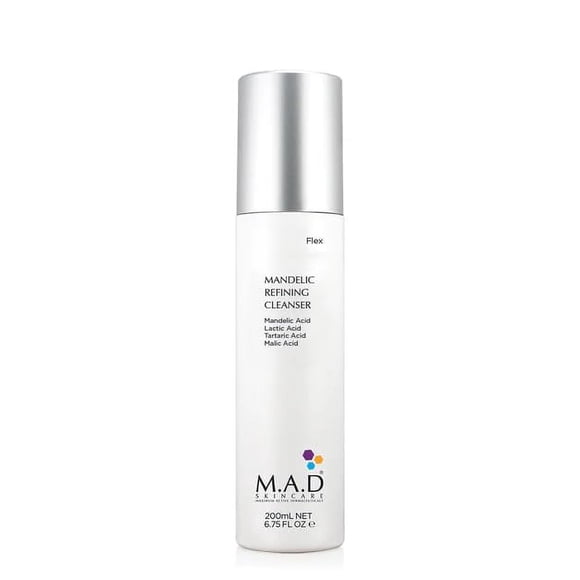 Limpiador refinador mandélico M.A.D - Cóctel suave de ácido alfa-hidroxi para una limpieza profunda, hidratación y refinamiento del tono de la piel - Iluminador y cuidado del acné - Ideal para la barr
