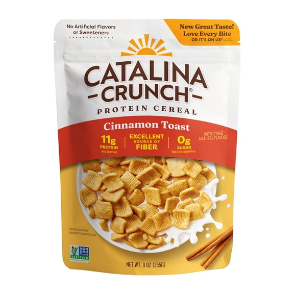 Catalina Crunch Cinnamon Toast Keto Cereal, 9oz Bag | Low Carb, Zero Sugar, Gluten & Grain Free, Fiber | Keto Snacks, Vegan Snacks, Protein Snacks | Keto Friendly Foods