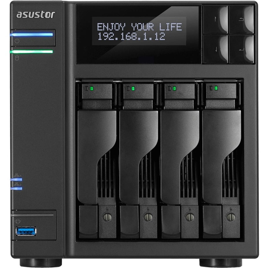 Black ASUSTOR AS6404T 0 GB NAS Server