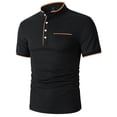 thumbnail image 5 of Men's Summer Mesh Stand Collar Short Sleeve 4-Button Top Shirt Casual Fashion Breathable Quick Dry Cooling Sun Protection Beach Vacation Travel Outfits Modern Essential | JASKFLY,Black L, 5 of 8