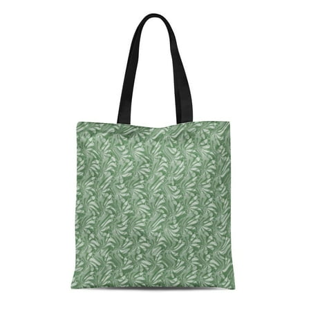 Khaki Olive Green - ASHLEIGH Canvas Tote Bag Khaki Modern Olive Green Floral Swirls Contemporary Taupe Petals Reusable Handbag Shoulder Grocery Shopping Bags