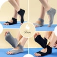 thumbnail image 5 of 4 Pairs Toeless Yoga Socks for Women Non-Slip Grip Socks Cotton Open Toe Women Sports Socks for Ballet, Pilates, Dance ,Barefoot Workout ,Size 5-9, 5 of 6